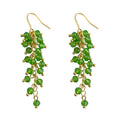 Gold Green Glass Crystal Cascade Tassel Drop Earrings view 5