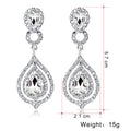 Silver Tone Double Teardrop Crystal Crystal Metal Dangle Earrings view 2