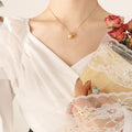 Gold Matte Sphere Pendant Necklace Snake Chain Small Smooth Bead view 4