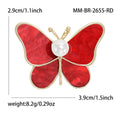 Shell Effect Butterfly Brooch With Pearl Center in Five Colors view 7