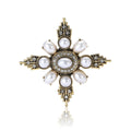 Antique Gold Silver Pearl Starburst Crystal Brooch Pins view 5