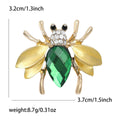Gold Tone Bee Brooch Green Faceted Body Clear Rhinestone Head view 5