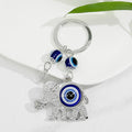 Silver-Tone Evil Eye Print Elephant Heart Butterfly Keychain view 4