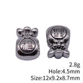 Antique Silver Metal Lucky Bag Large Hole Bead For Jewelry Making view 3