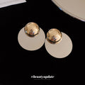 Two Tone Disc and Dome Geometric Stud Earrings Decorative Jewelry view 2