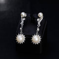 Black Silver Tone Pearl Crescent Sunburst Metal Necklace and Earring Set view 3