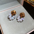 Crystal Flower Drop Earrings In Three Top Stone Colors view 6