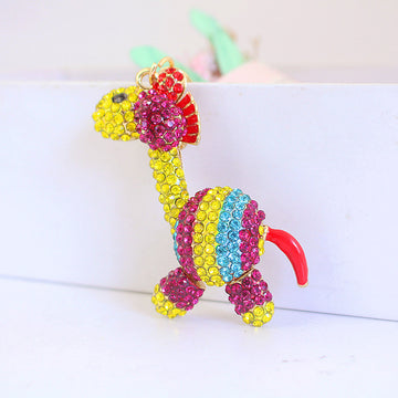 Multicolor Rhinestone Long-Neck Animal Keychain with Lobster Clasp