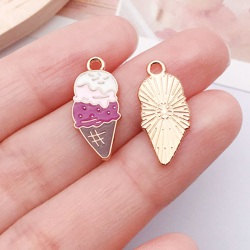 Enamel Zinc Alloy Ice Cream Hamburger Cake Food Charm Pendant for DIY Earrings Necklace