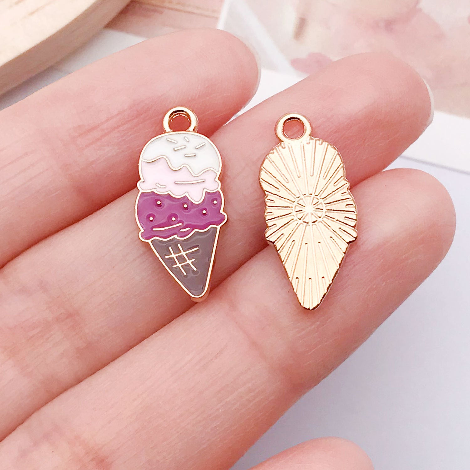 Enamel Zinc Alloy Ice Cream Hamburger Cake Food Charm Pendant for DIY Earrings Necklace