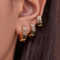 Gold Domed Colorblock Zircon Huggie Earrings Sizes view 4