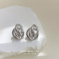 Intertwined Hollow Geometric Stud Earrings Silver and Gold view 6