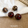 Glossy Red and Black Marbled Circular Stud Earrings view 3