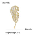 Pavé Crystal Feather Brooch in Four Color Finishes view 7