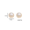 Three Size White Pearl Look Round Gold Stud Earrings view 4