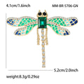 Long Tail Dragonfly Brooch in Purple or Green Crystal Wings view 4