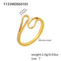 Open Cross Teardrop Loop Stainless Steel Ring Gold Or Steel view 6