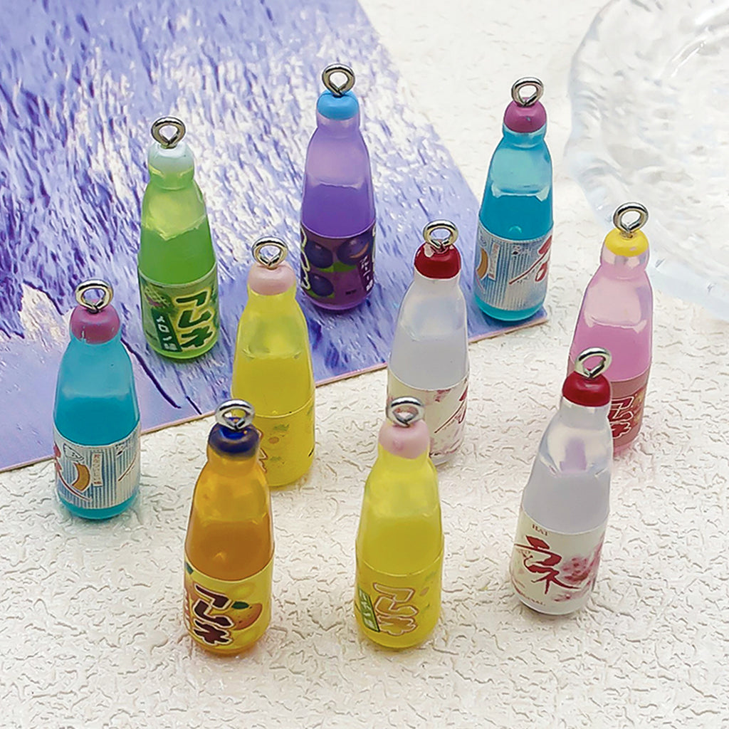 Resin Ramune Soda Bottle charm pendant for DIY necklace keychain earring making