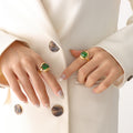 Gold And Steel Green Crystal Open Rings Multi Size view 4