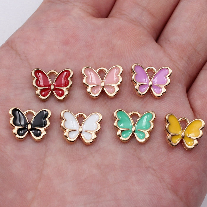 Gold Tone Enamel Butterfly Charms in Seven Bright Colors