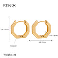 Gold Hexagon Huggie Hoop Earrings Faceted Geometric Frame view 6