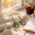 Hello School Backpack Enamel Keychain Blue Yellow Red view 4