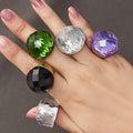 Oversized Faceted Glass Stone Ring in Four Colors and Three Sizes view 4