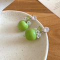 Green Apple Bead Earrings Necklace Bracelet and Flower Rings view 8