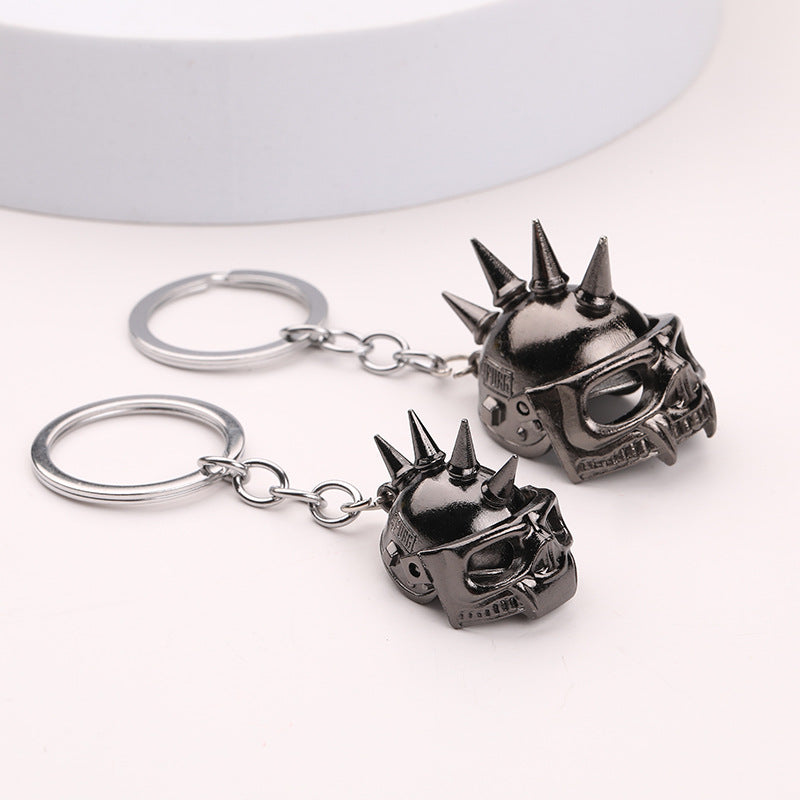 Skull Helmet Zinc Alloy Game Theme Keychain Pendant Accessory