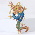 Large Coiled Dragon Enamel Brooch in Red or Blue Green view 4