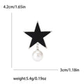 Enamel Star Brooch With Hanging Pearl in Black or Red view 5