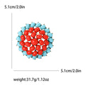 Red and Turquoise Round Cluster Brooch with Detailed Metal-tone Finish view 6