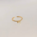 Gold Open Adjustable Bow Ring Slim Band Metal Style view 4
