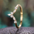 Marquise Stone V-Shaped Slim Ring In Three Metal Tones view 3
