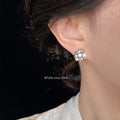 Silver Tone Ball Pearl And Clear Stone Flower Cluster Stud Earrings view 2