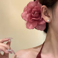 Sheer Mesh Rose Flower Side Hair Clips Four Colors view 2