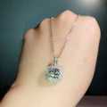 Cushion Double Halo Pendant Necklace White Gold Tone view 4