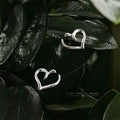 Silver Open Outline Heart Stud Earrings Minimal Metal view 4