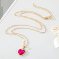 Gold Tone Faceted Crystal Heart Pendant Necklaces in Three Colors view 3