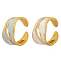 Gold Open Wave Enamel Ring Blue Gray or White Finish view 5