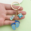 Baby Shower Charm Keychains Featuring Blue Outfit Set Across 14 Pictured Variations view 3