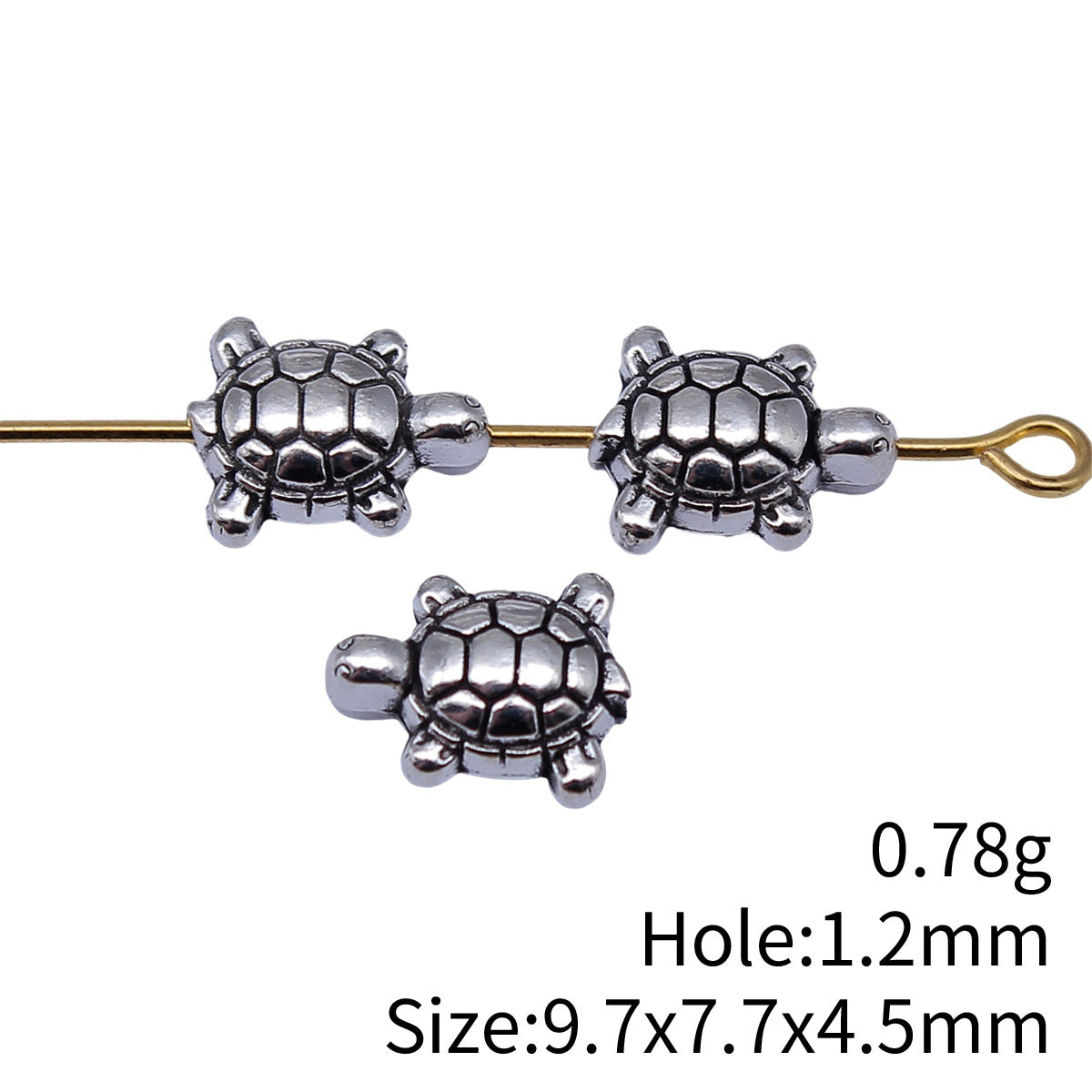 9.7x7.7x4.5mm 0.78g Antique Silver Zinc Alloy Turtle Small Hole Double Sided Beads for Bracelet Necklace DIY Making