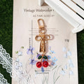 Gold Bow Cherry Bead Keychains Lobster Clasp Five Colors view 4