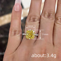 Yellow Cushion Solitaire Pave Band Ring In Silver Tone view 4