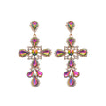 Multicolor Crystal Cross Dangle Stud Earrings Jewelry view 5