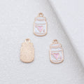 Pink and White Heart Bottle Enamel Alloy Charms for Jewelry Making view 4