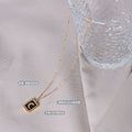 Square Moon Black Enamel Pendant Necklace Gold Steel Tone view 3