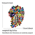 Antique Gold Multicolor Crystal Leaf Rhinestone Brooch view 6