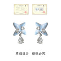 Silver Tone Aqua Starfish Clear Teardrop Stud Earrings For Women view 4