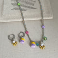 Blue Rose Pearl Necklace Black Heart Pendant Bee Charm Styles view 1